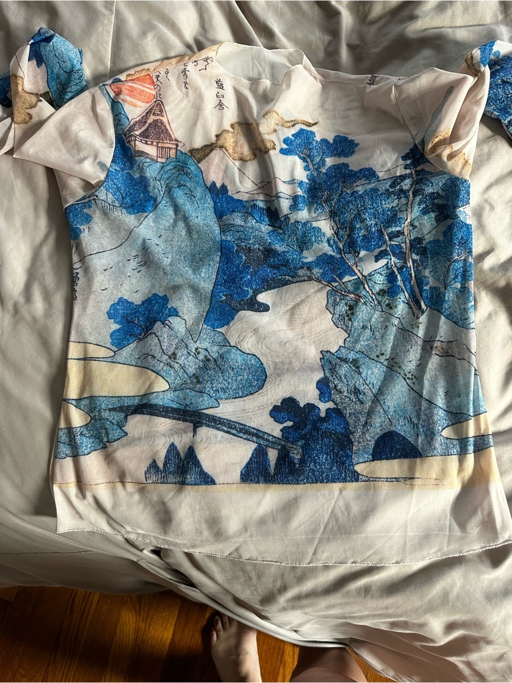 Blue Scenic Print Women's Top